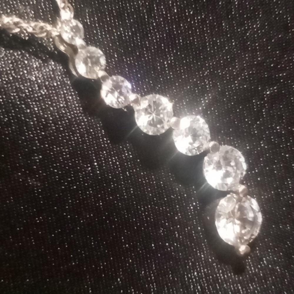 Premier design silver necklace crystal pendant 22 inches long .